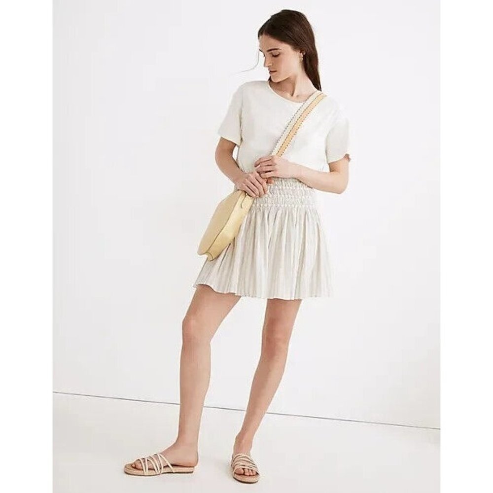MADEWELL Woman's Smocked Pull-on Miniskirt In Stripe Size XS